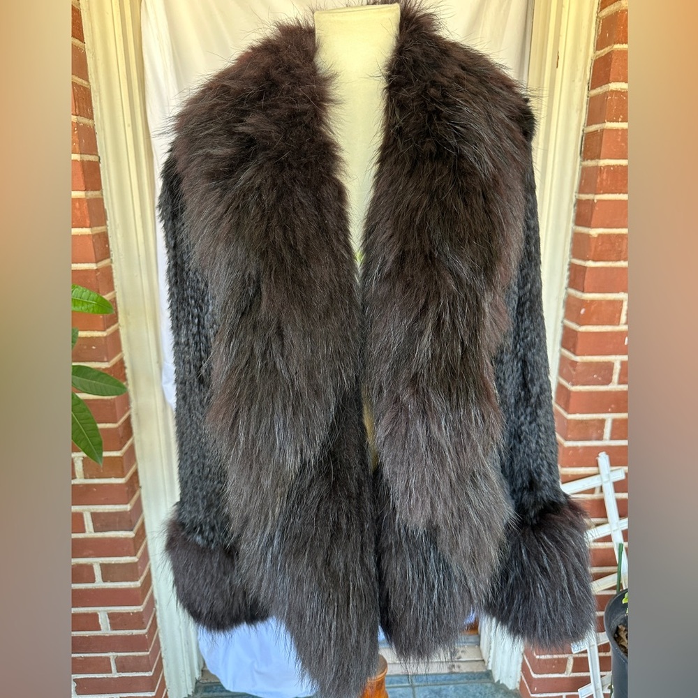 VINTAGE Sonia Rykiel Knitted Fur Coat Sz 44